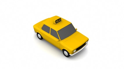 Yellow taxi wifi on white background. 3d rendering