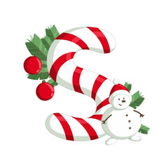 Christmas alphabet. Illustration of letter S with tree, cookies and decorations. use for postcards, wallpapers, textiles, scrapbooking, decoration, invitations, background, holiday.