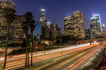 Foto op Aluminium Avond gebouwen in het centrum van Los Angeles © blvdone