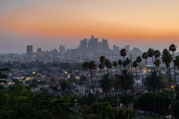 Kussenhoes Avond gebouwen in het centrum van Los Angeles © blvdone