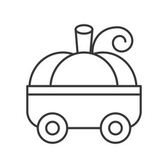 pumpkin car children toy, halloween related hollow outline icon, editable stroke