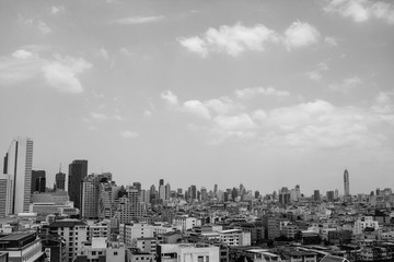 black and white cityscape