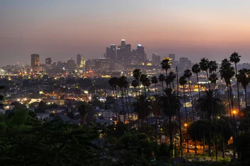 Foto auf Acrylglas Abend mit Gebäuden in der Innenstadt von Los Angeles © blvdone