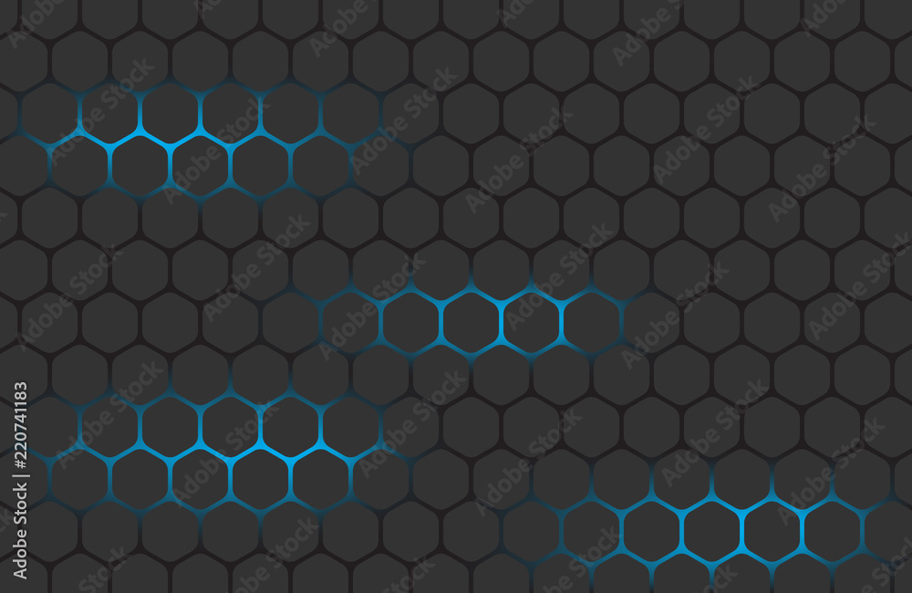 Wall mural hexagon texture with blue light vector