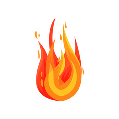 Flat vector icon of hot flame. Bright red-orange fire. Element for mobile game, advertising flyer or poster