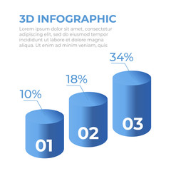 Statistics 3d graph bar chart. Infographic steps and options. Chart and graph presentation