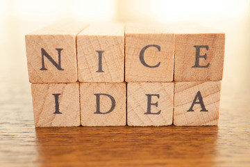 Wooden Text Block of Nice Idea