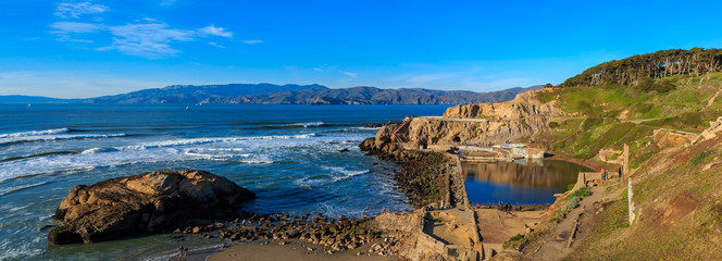 Pacific coastline with Sutro Baths ruins in San Francisco, California