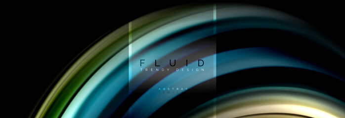 Fluid colors abstract background colorful poster, twisted liquid design on black, colorful marble or plastic wave texture backdrop, multicolored template for business or technology presentation or web