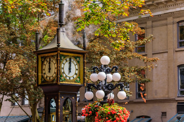 Steam-powered clock at Gastown, a national historic site in Vancouver, British Columbia British...