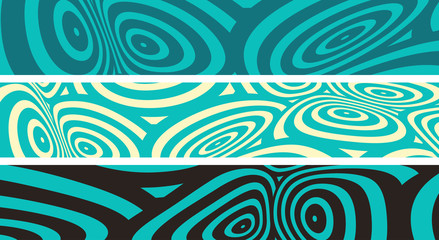 set of banners strips with fluid graphic patterns in blue shades