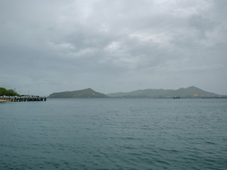 Amazing idyllic ocean and beautiful sky with island view in rainy time