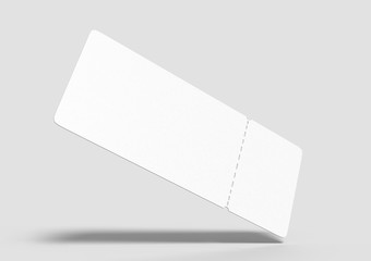 Blank ticket for mock up design or design presentation. 3d render illustration.