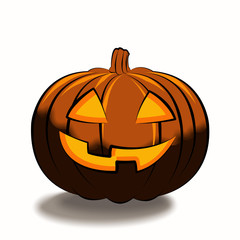 Halloween is isolated with a terrible pumpkin in a cartoon style on a white background. Illustration on Halloween Celebration for your projects