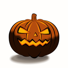 Halloween is isolated with a terrible pumpkin in a cartoon style on a white background. Illustration on Halloween Celebration for your projects