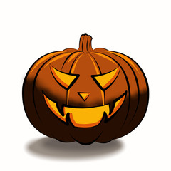 Halloween is isolated with a terrible pumpkin in a cartoon style on a white background. Illustration on Halloween Celebration for your projects