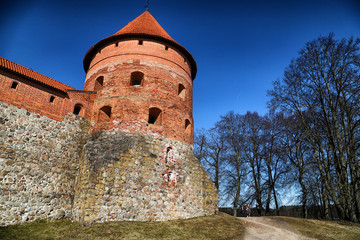 Island castle in Trakai. One of the most popular touristic destinations in Lithuania in early spring