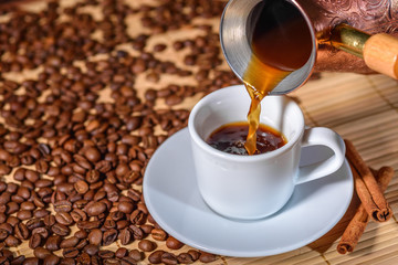 coffee from the Turks poured into a Cup