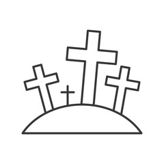graveyard, Halloween related hollow outline icon, editable stroke