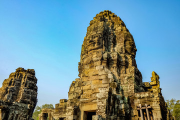 bayon face in bayon temple angkor wat siem reap cambodia