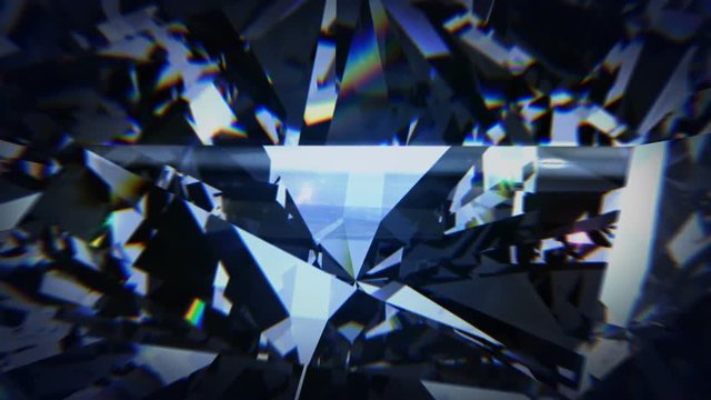 Black diamond dispersion footage. Carbonado crystal gem polycrystalline of diamond, graphite, and amorphous carbon. Round diamond cut animation with light dispersions on surface. 3D animation