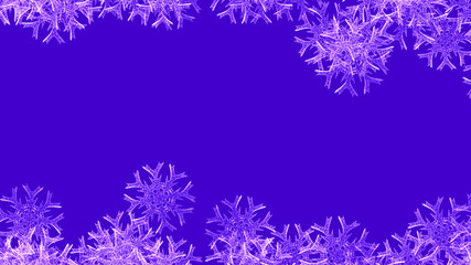 Abstract background with a variety of colorful snowflakes. Big and small.