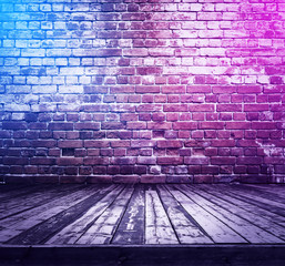 bricks room with neon lights