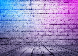 bricks room with neon lights