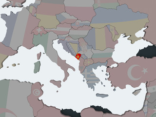 Montenegro with flag on globe