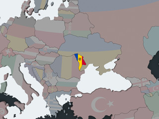 Obraz premium Moldova with flag on globe