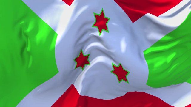 245. Burundi Flag Waving in Wind Slow Motion Animation . 4K Realistic Fabric Texture Flag Smooth Blowing on a windy day Continuous Seamless Loop Background.