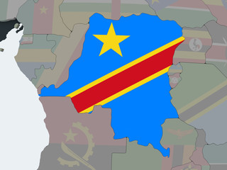 Fototapeta premium Democratic Republic of Congo with flag on globe