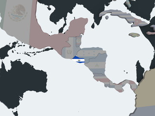 El Salvador with flag on globe