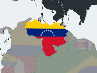 Fototapeta premium Venezuela with flag on globe