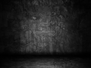 Dark room concrete wall background. interior concrete texture  wall and floor