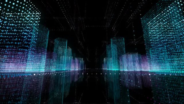 Abstract city of the future. Megapolis virtual reality glasses 3D