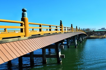 瀬田の唐橋と青空、クローズアップ、滋賀県、日本