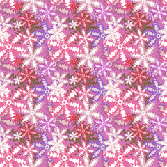 Seamless background pattern with a variety of colored floral motifs.