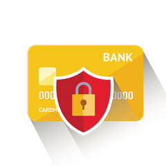 Vector illustration of detailed golden credit card isolated on white background