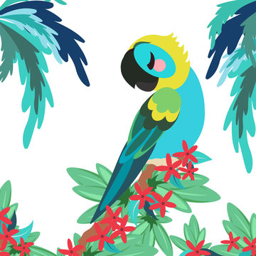 tropical banner with parrot