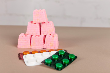 first aid kit for medical care on vacation at sea in summer