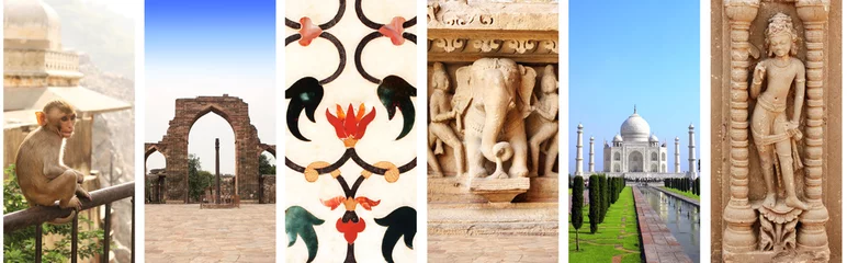 Rolgordijnen Collage with landmarks of India © frenta