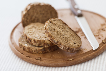 Fresh tasty wheat wholegrain brown bread with pumpkin seeds
