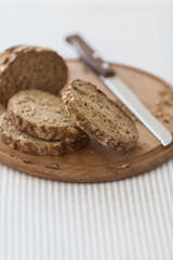 Fresh tasty wheat wholegrain brown bread with pumpkin seeds