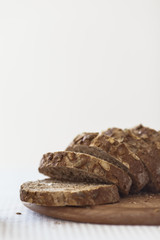 Fresh tasty wheat wholegrain brown bread with pumpkin seeds
