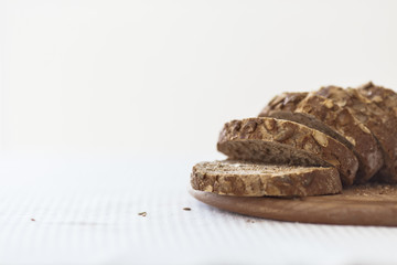 Fresh tasty wheat wholegrain brown bread with pumpkin seeds