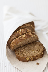 Fresh tasty wheat wholegrain brown bread with pumpkin seeds
