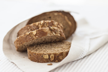Fresh tasty wheat wholegrain brown bread with pumpkin seeds