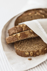Fresh tasty wheat wholegrain brown bread with pumpkin seeds