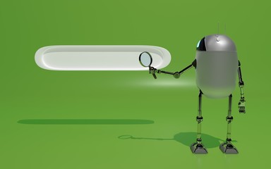 robot searth in internet 3d render.